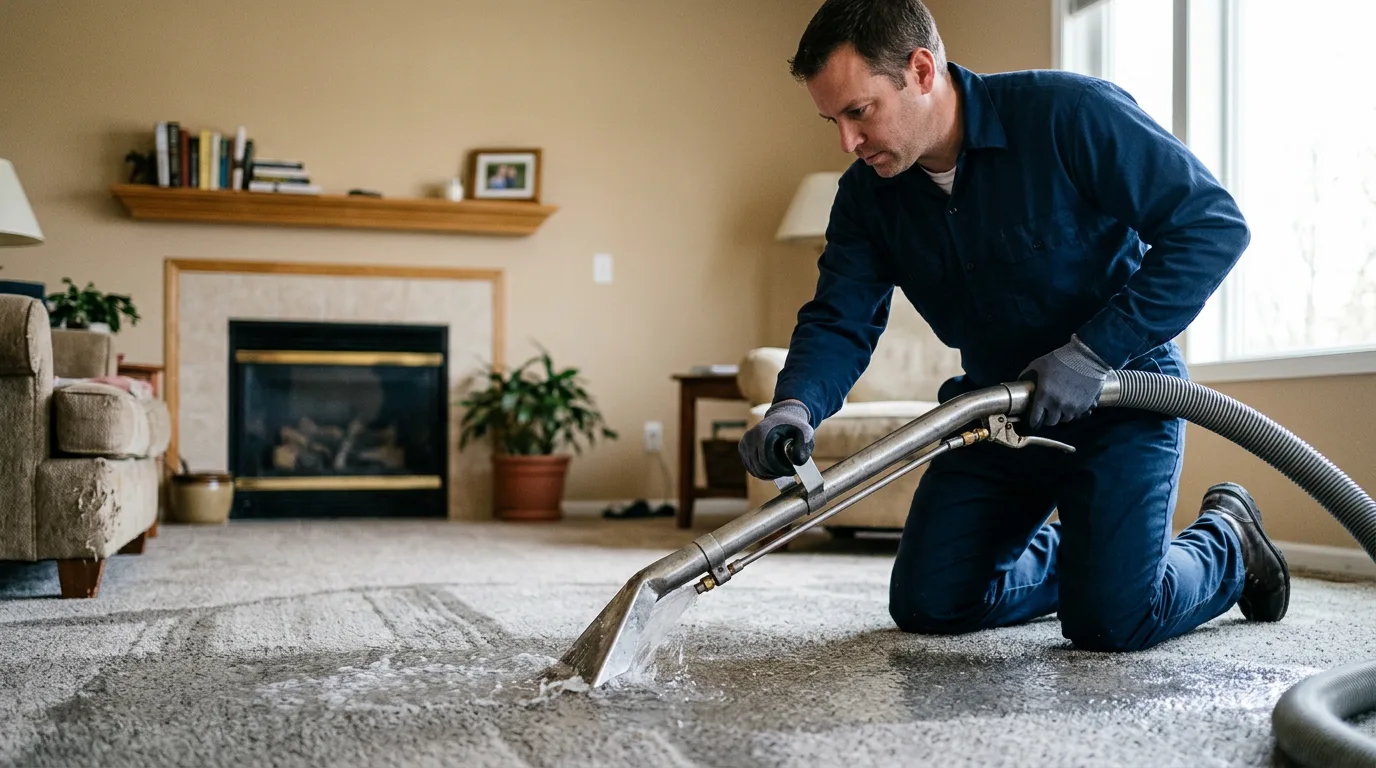 Water damage restoration technician working near Stout, OH